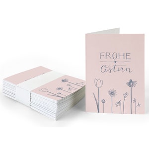 Geschenkanhänger frohe Ostern | Rosa Blau | 25 originelle mini Osterkarten zum Ostergeschenke Beschriften | A7 Recyclingpapier Klappkarten