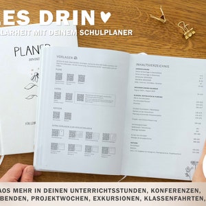 Lehrerkalender 2024 2025 A5 Lehrerplaner für Unterrichtsvorbereitung Hardcover Schulplaner für Schuljahr 2024/25 weiß schwarz beige Bild 3