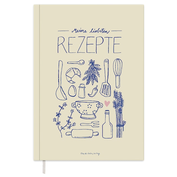 Rezeptbuch A5 zum Selberschreiben - Meine liebsten Rezepte | DIY Kochbuch, Geschenkidee | Design in Gelb Blau | Recyclingpapier, Softcover