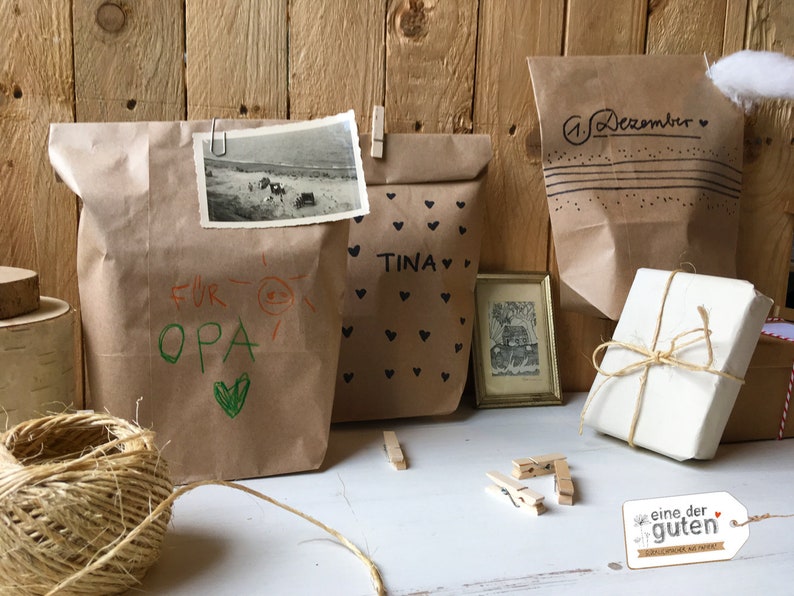 24 kraft paper bags for Advent calendar, 17 x 26 cm image 2