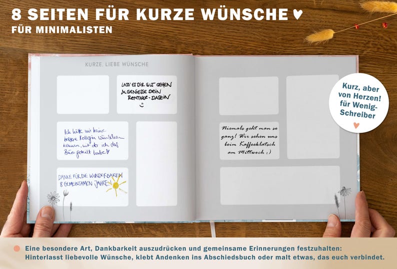 Abschiedsbuch mit Steckbriefen, Geschenkidee zum Abschied für Abschiedsbriefe Gutscheine und Gedichte