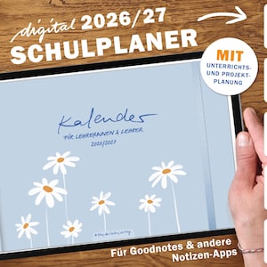 Digital lärarplanerare 2026/27 | Digital PDF-lärarplanerare för iPad och GoodNotes | Skolplanerare för läsåret 2026/27 | Ljusblå