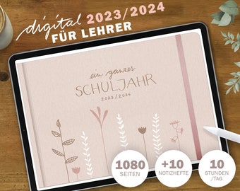 Lehrerkalender digital 2023 2024 | digitaler GoodNotes Lehrerplaner für Unterrichtsvorbereitung & Planung | Schulplaner Schuljahr 2023/24