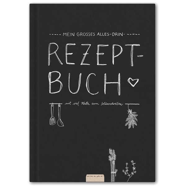 Grand livre de recettes tout compris au format A4 à écrire soi-même Livre de recettes de bricolage | Conception de commissions scolaires | Papier FSC, couverture rigide, 21 x 30 cm