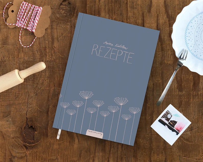 Rezeptbuch A5 zum Selberschreiben Meine liebsten Rezepte DIY Kochbuch, Geschenkidee Design in Blau Rosa FSC Papier, Softcover Bild 2