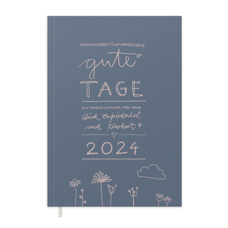 A5 diary 2024 365 good days A5 daily planner and notebook for more mindfulness Softcover pocket calendar & diary Blue image 1