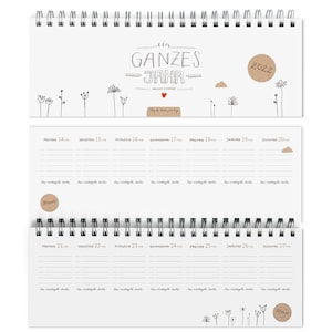 Desk calendar undated in vintage design | A whole year | Landscape format, white, environmentally friendly made from FSC paper | Weekly planner, appointment planner