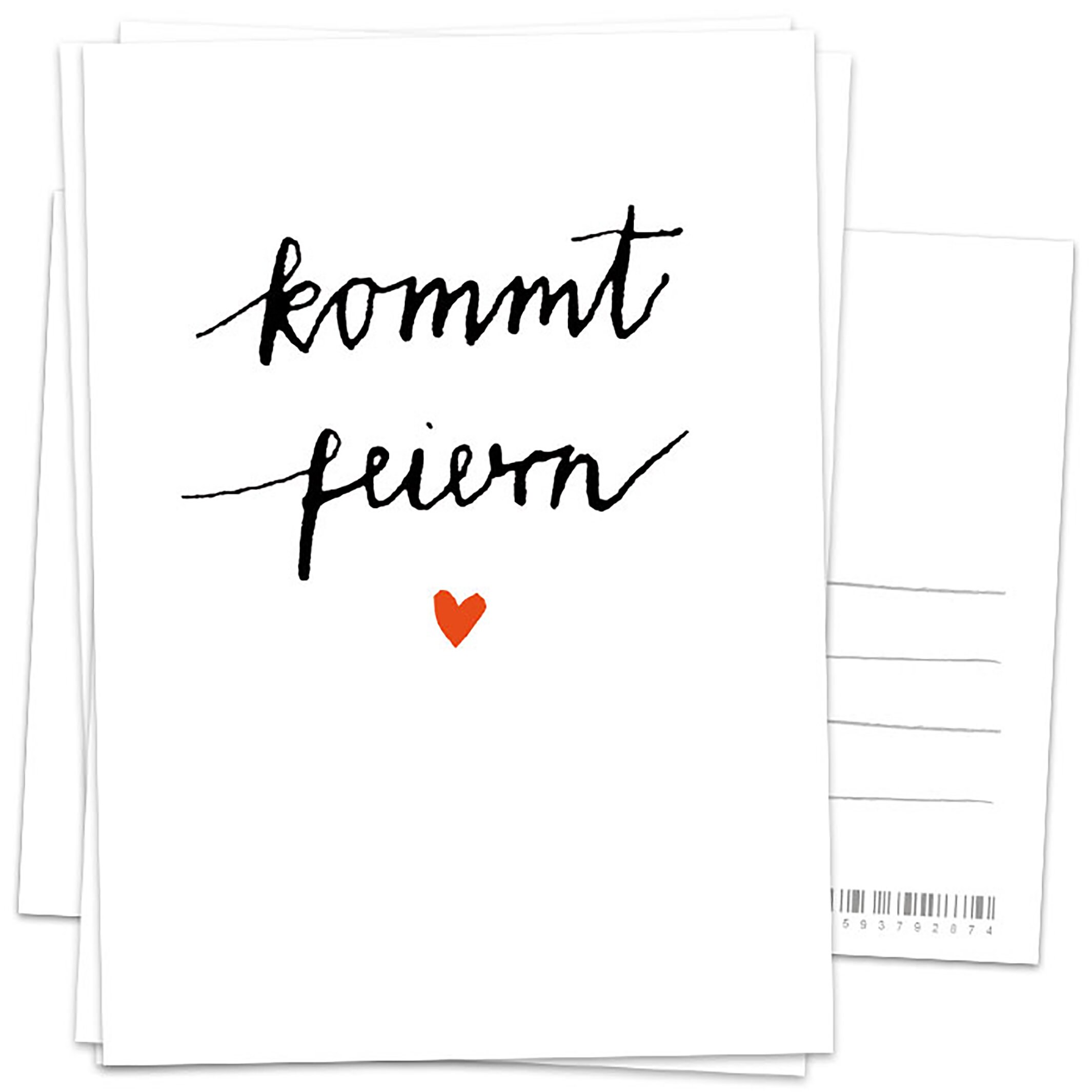 50 invitation cards - Come celebrate! | Black and white with heart | versatile recycled paper invitations for weddings, birthdays, anniversaries