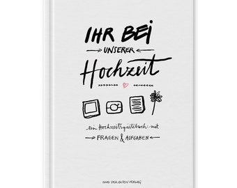 Hochzeitsgästebuch - Ihr Bei Unserer Hochzeit | Hardcover Gästbuch mit Fragen für Hochzeit | Grau Weiß Rosa