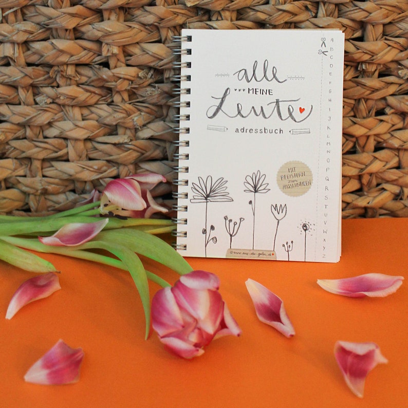 Adresboek A6 ALL MY PEOPLE met register, wit met bloemen afbeelding 4