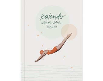 Lehrerkalender 2026 2027, nachhaltiger flexibler A5 Softcover Lehrerplaner, FSC Papier, klimaneutral, mit Leseband, creme grün orange