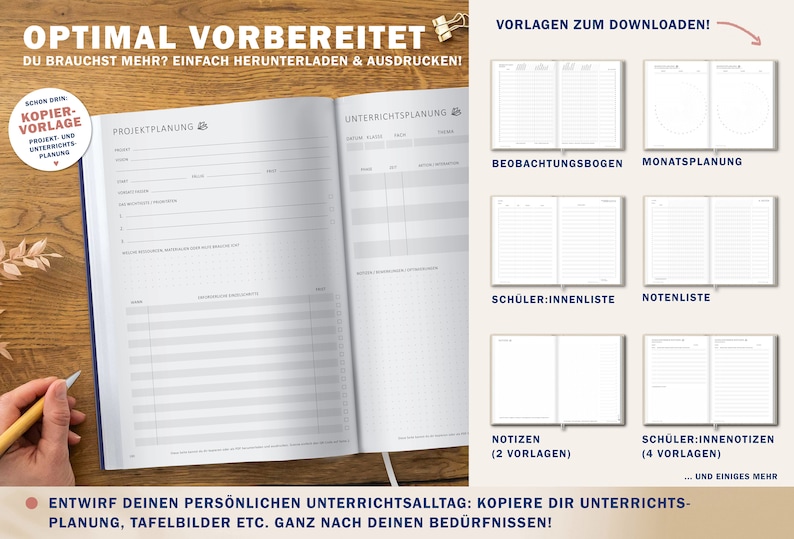 Planner basisschool 2024 2025 A4 lerarenkalender voor lesvoorbereiding en planning Lerarenplanner schooljaar 2024/25 21 x 30 cm, blauwroze afbeelding 6