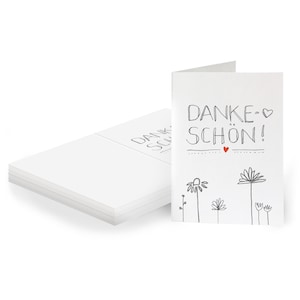 Geschenkanhänger Dankeschön | Weiß mit Blumen | 25 originelle mini Dankeskarten zum Geschenke Beschriften | A7 Recyclingpapier Klappkarten