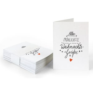 Geschenkanhänger allerfröhlichste Weihnachtsgrüße, Weiß | 25 originelle mini Weihnachtskarten für Geschenke | A7 Recyclingpapier Klappkarten