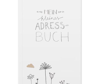 Address book white | Flowers Design | handy notebook with index for cutting out | Softcover, lined, 11.5 x 18 cm, recycled paper