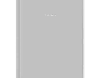 Classic diary for adults, girls and boys, lined notebook, 120 pages, 80 g recycled paper, hardcover 18 x 24.5 cm, gray white