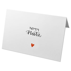 Plaatskaartjes om op wit te schrijven - ga zitten - 50 kalligrafie naamkaartjes met hartjes, plaatskaartjes van gerecycled papier, bruiloft, verjaardag
