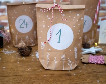 Calendriers De L'Avent,24PCS DIY Sachets En Jute Pour Calendrier De L Avent A Remplir Surprise Noel Sachets De Confiserie Calendriers De Noel