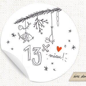 Advent calendar numbers for Cat & cat Friends, round, white, 40 mm