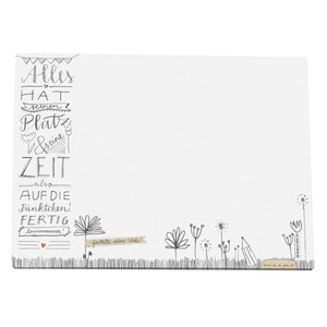 Desk pad A3 with dot grid, floral hand lettering design, white image 1