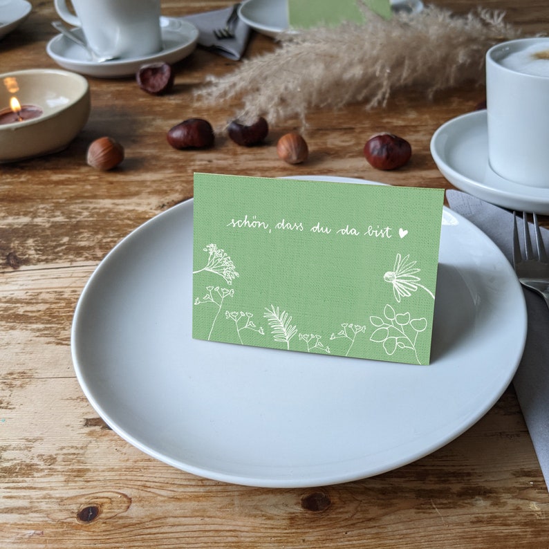 Place cards to write on, lime green It's nice that you're here 50 name cards, place cards made of recycled paper for weddings, birthdays image 2
