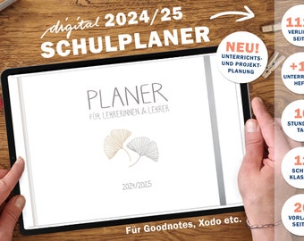 Calendrier numérique des enseignants 2024 2025 | planificateur numérique pour enseignants GoodNotes pour la préparation et la planification des cours | Agenda scolaire année scolaire 2024/25