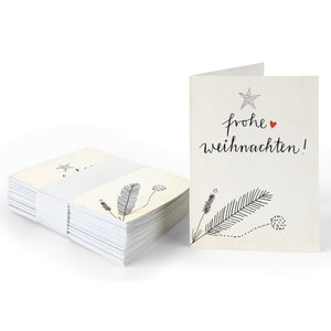 Geschenkanhänger frohe Weihnachten | Creme | 25 originelle mini Weihnachtskarten für Weihnachtsgeschenke | A7 Recyclingpapier Klappkarten