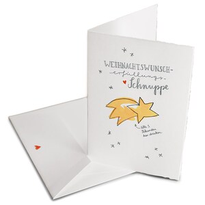 Witzige Grußkarte zu Weihnachten, Wunsch Sternschnuppe, Bütte mit Umschlag