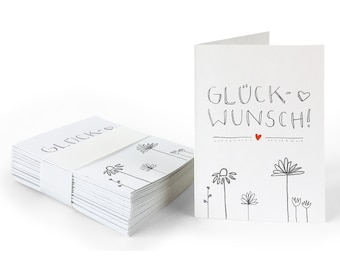 Cadeaukaartje gefeliciteerd! Wit | 25 originele mini-bloemwenskaarten om op cadeaus te schrijven | A7-vouwkaarten van gerecycled papier