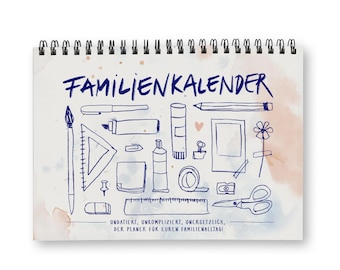 Calendrier familial A5 paysage | Agenda familial non daté pour 5 personnes | Calendrier de bureau sans année pour les familles | Papier FSC