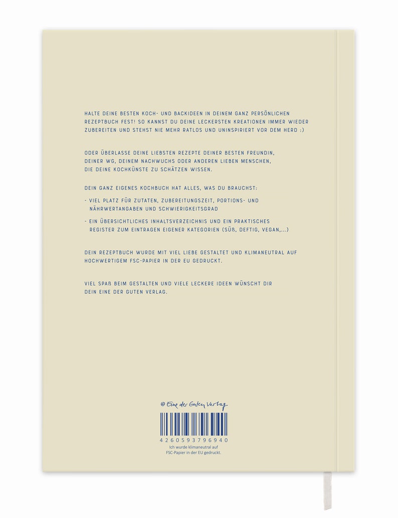Rezeptbuch A5 zum Selberschreiben Meine liebsten Rezepte DIY Kochbuch, Geschenkidee Design in Gelb Blau Recyclingpapier, Softcover Bild 10