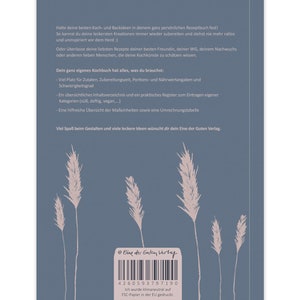Rezeptbuch A5 zum Selberschreiben Selbstgemacht DIY Kochbuch, Geschenkidee Blau Rosa Ähren Design FSC Papier, Softcover Bild 10