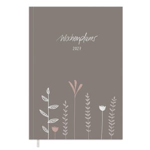 A5 Terminkalender 2027 | Nachhaltiger Softcover Wochenplaner mit linierten Tagesfelder | Taschenkalender & Terminplaner | Greige Weiß Rosa