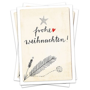 10 Weihnachtskarten klassisch - Frohe Weihnachten - in Creme, Recyclingpapier