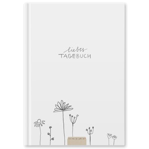 Liebes Tagebuch - Notizbuch liniert für Erwachsene, Mädchen & Teenager | 120 Seiten, Recyclingpapier | Hardcover 18x24 cm | Weiß mit Blumen