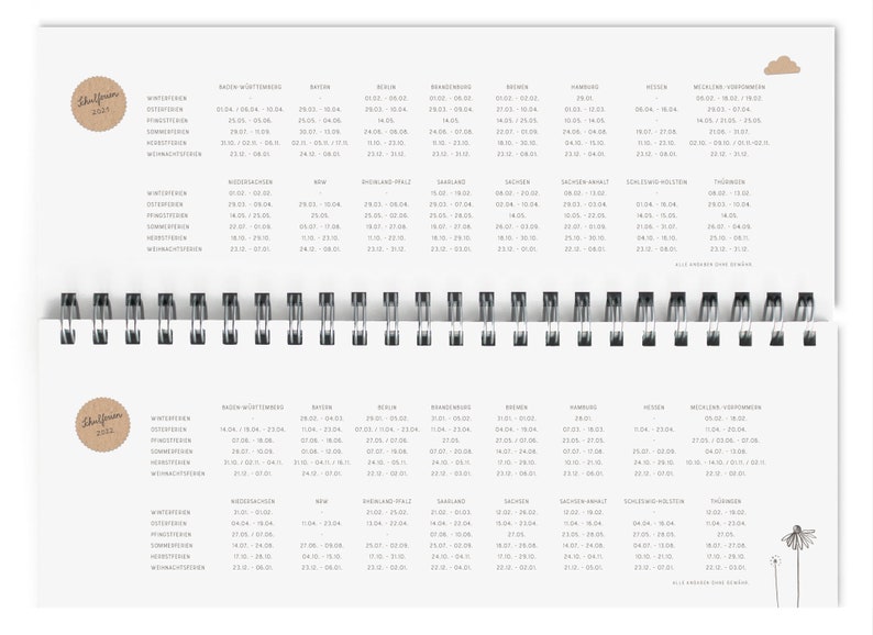 Bureaukalender ongedateerd in vintage design Een heel jaar Liggend formaat, wit, milieuvriendelijk gemaakt van FSC-papier Weekplanner, afsprakenplanner afbeelding 5