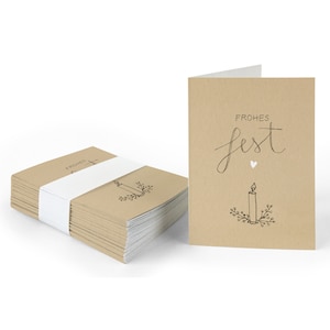 Geschenkanhänger frohes Fest | Beige Weiß | 25 originelle mini Weihnachtskarten für Weihnachtsgeschenke | A7 Recyclingpapier Klappkarten