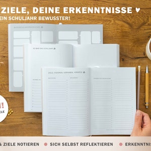 Lehrerkalender 2024 2025 A5 Lehrerplaner für Unterrichtsvorbereitung Softcover Schulplaner für Schuljahr 2024/25 creme blau rosa Bild 8