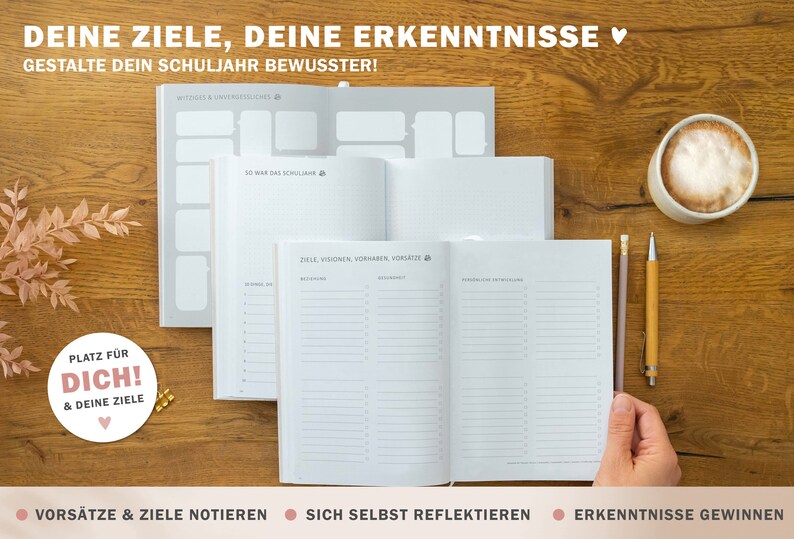 Lehrerkalender 2024 2025 A5 Lehrerplaner für Unterrichtsvorbereitung Softcover Schulplaner für Schuljahr 2024/25 creme blau rosa Bild 8