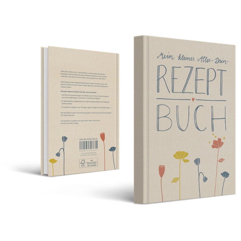 Alles-drin Rezeptbuch in A5 zum Selberschreiben DIY Kochbuch, Backbuch, Geschenkidee Creme Beige Blau FSC Papier, Hardcover Bild 10