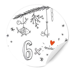 Advent calendar numbers for cats & cat lovers, round, white, 40 mm