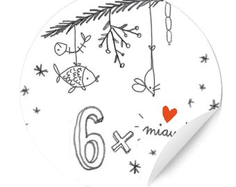 Advent calendar numbers for cats & cat lovers, round, white, 40 mm