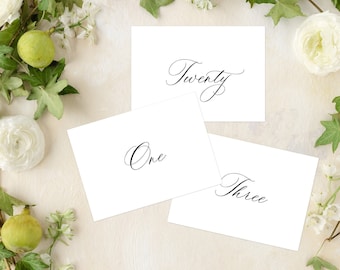 Formal Script Wedding Table Numbers