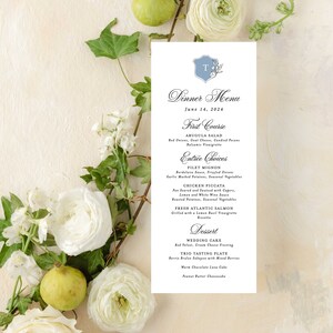 Monogram Wedding Menu Cards, Personalized Wedding Menu Cards, Monogram Crest Menu Cards
