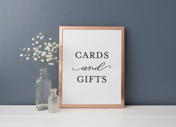Wedding Gift Table Sign - 8x10 Inch Cards & Gifts Reception Sign With Calligraphy Design