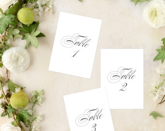 Formal Script Wedding Table Numbers