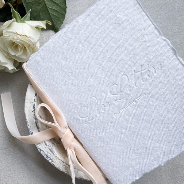 Letterpress Wedding Vow Books, Calligraphy Vow Books