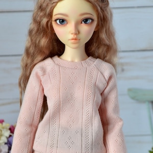 Light Salmon Pink Sweater for Minifee, Unoa, and similar sized slim MSD BJD dolls