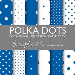 DESCARGAR INSTANT lunares Digital Collage hojas de 12 x 12 pulgadas Set de 12 Digital papeles azul uso Kit comercial