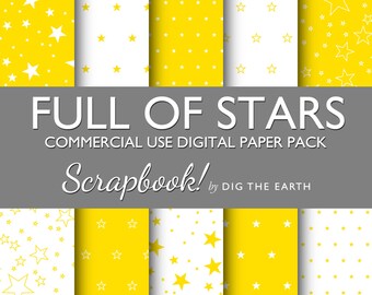Yellow Star Digital Paper: Citrus Sky 12x12 Scrapbook Set (Digital Download)